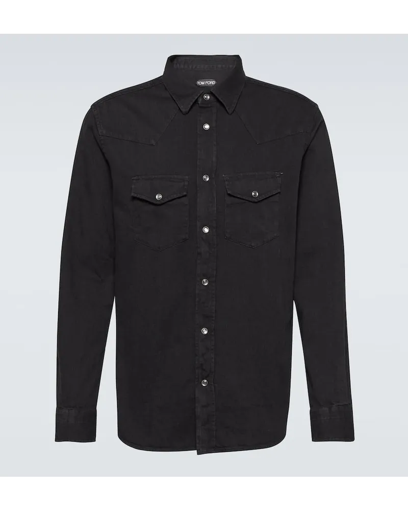 Tom Ford Hemd aus Denim Schwarz