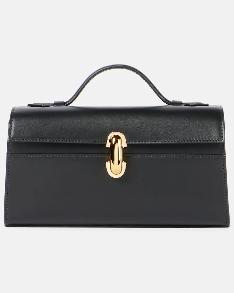 SAVETTE Tote Bag Symmetry Pochette aus Leder Schwarz
