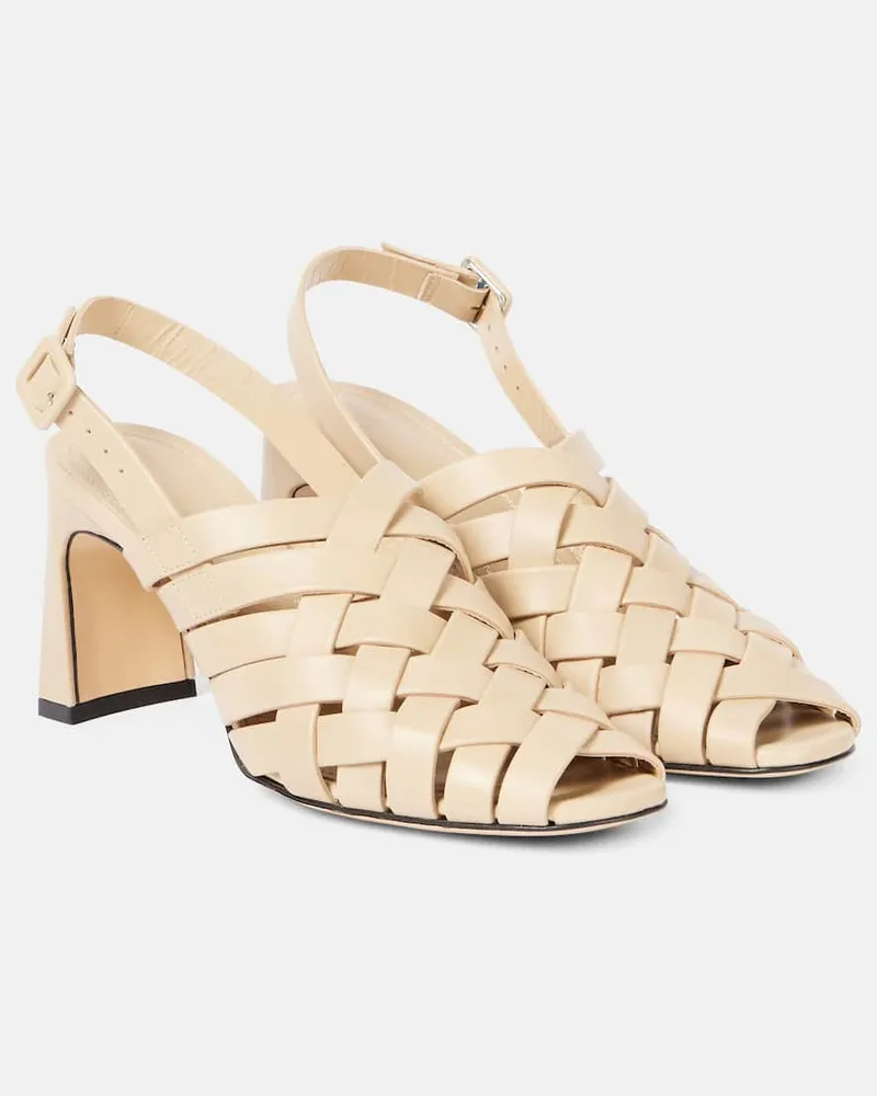 SOULIERS MARTINEZ Slingback-Pumps Leona 80 aus Leder Beige