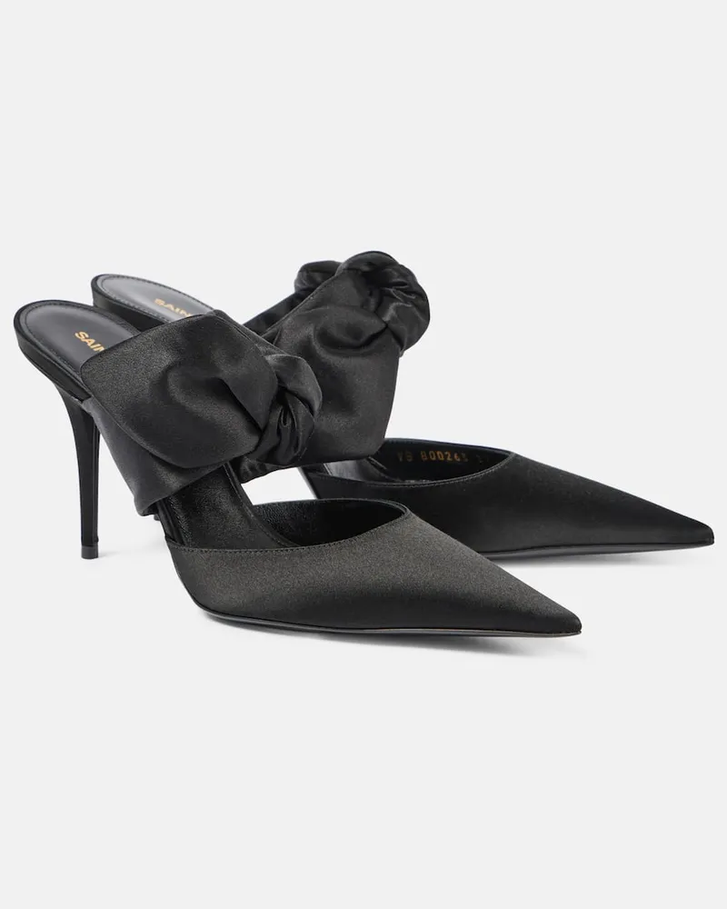 Saint Laurent Mules Barbara 90 aus Satin Schwarz