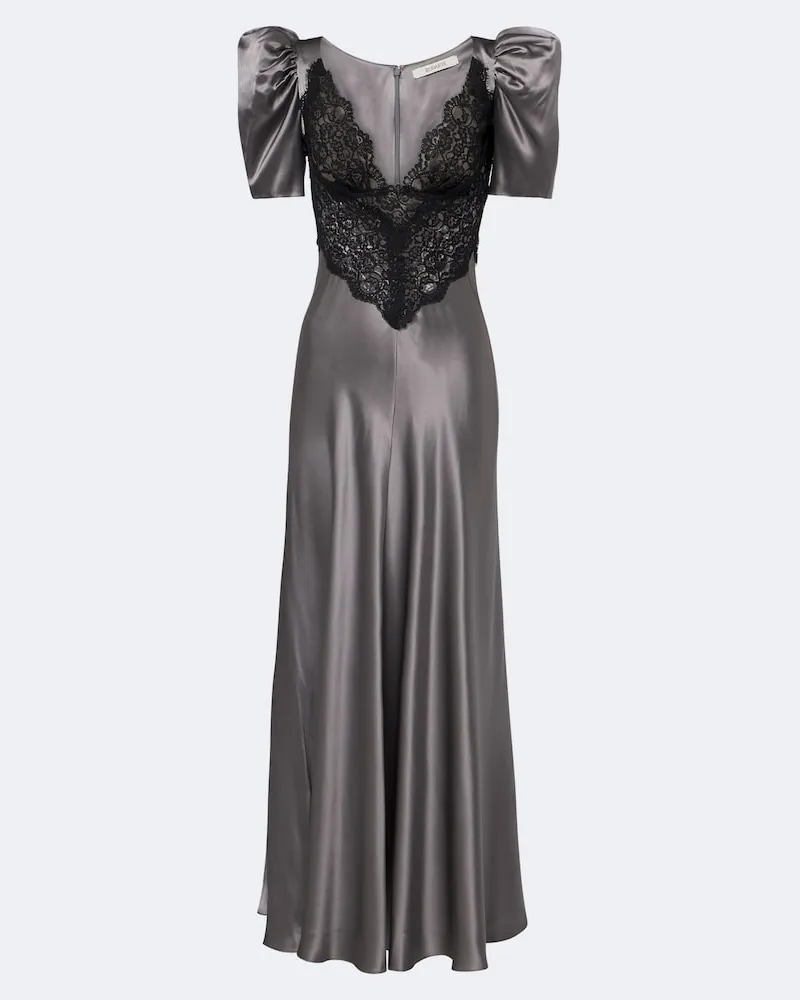 Rodarte Robe aus Seidensatin mit Spitze Grau