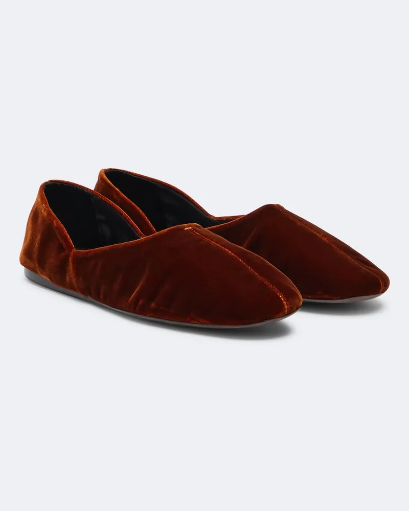 KHAITE Ballerinas Jane aus Samt Burgunderrot