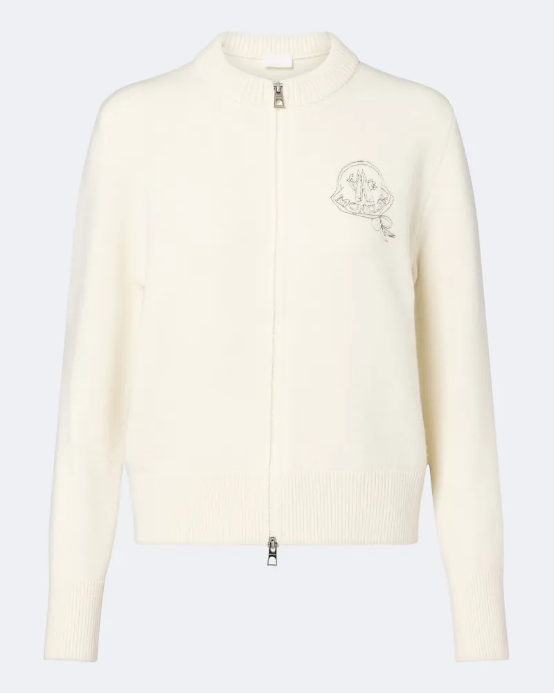 Moncler Cardigan aus Wolle und Kaschmir Weiß