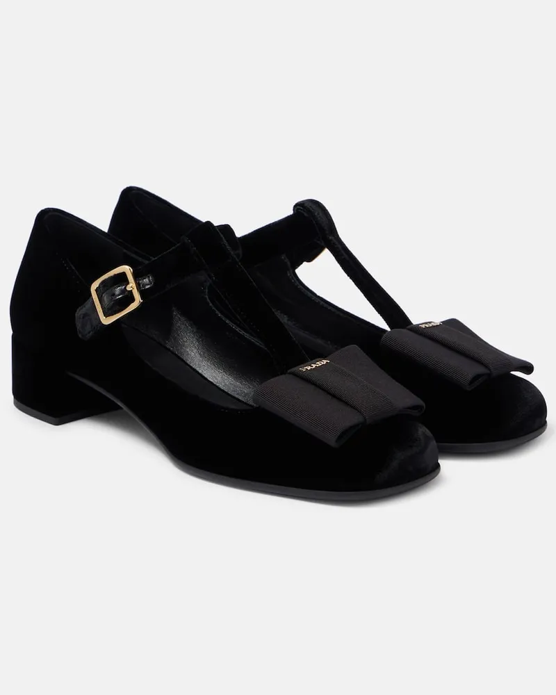 Prada Mary-Jane-Pumps aus Samt Schwarz