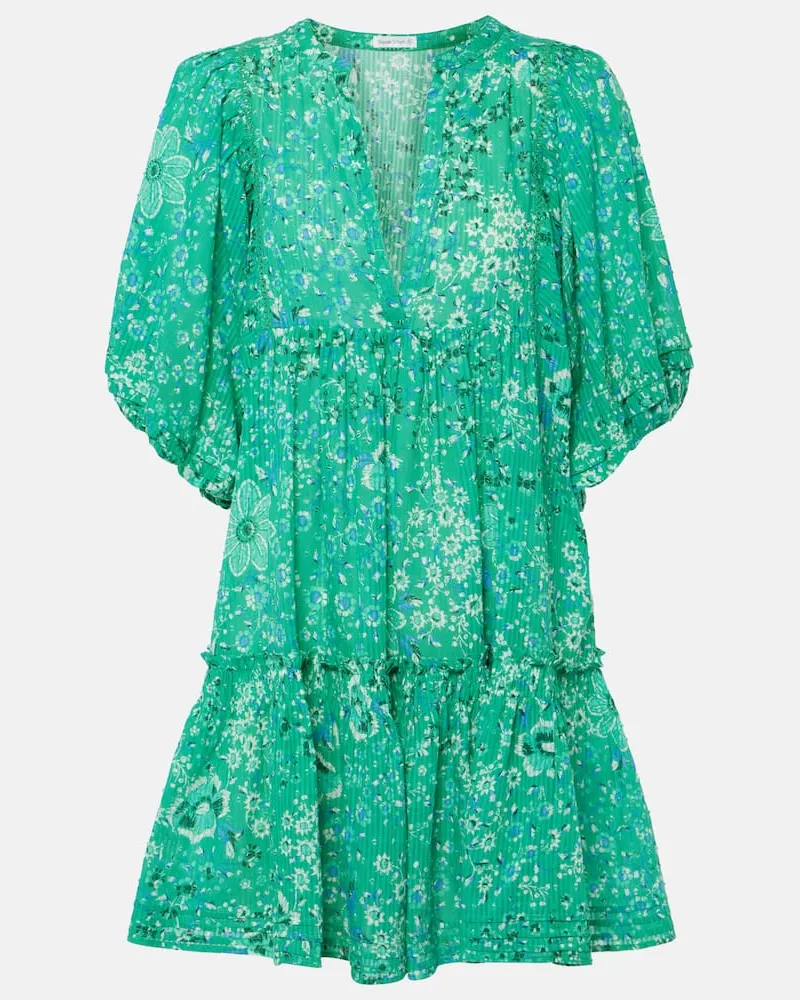 Poupette St Barth Minikleid Aria aus Baumwolle Grün