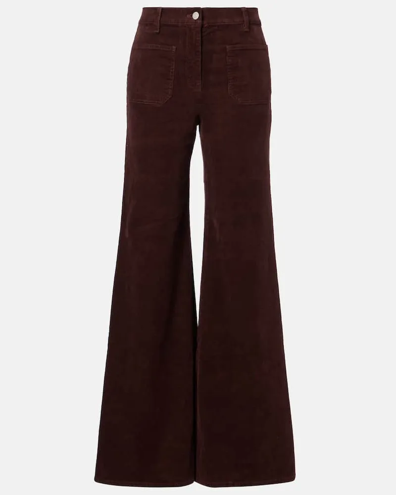 Nili Lotan Weite Hose Florence aus Cord Burgunderrot