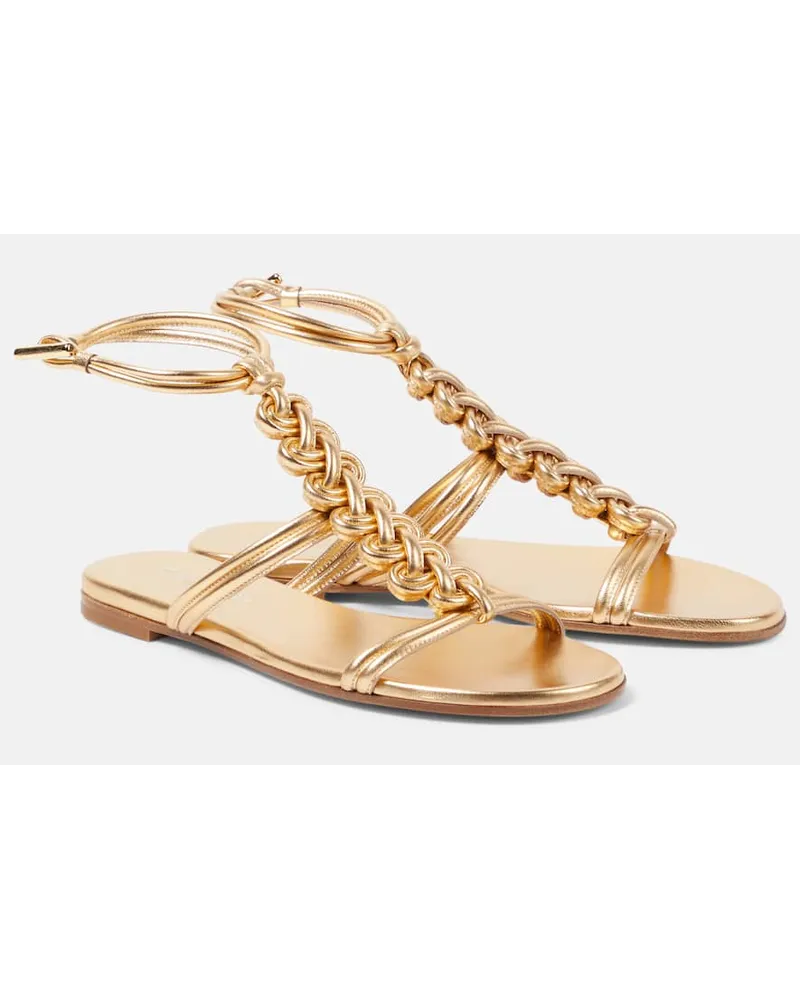 Gianvito Rossi Sandalen Capua aus Metallic-Leder Gold