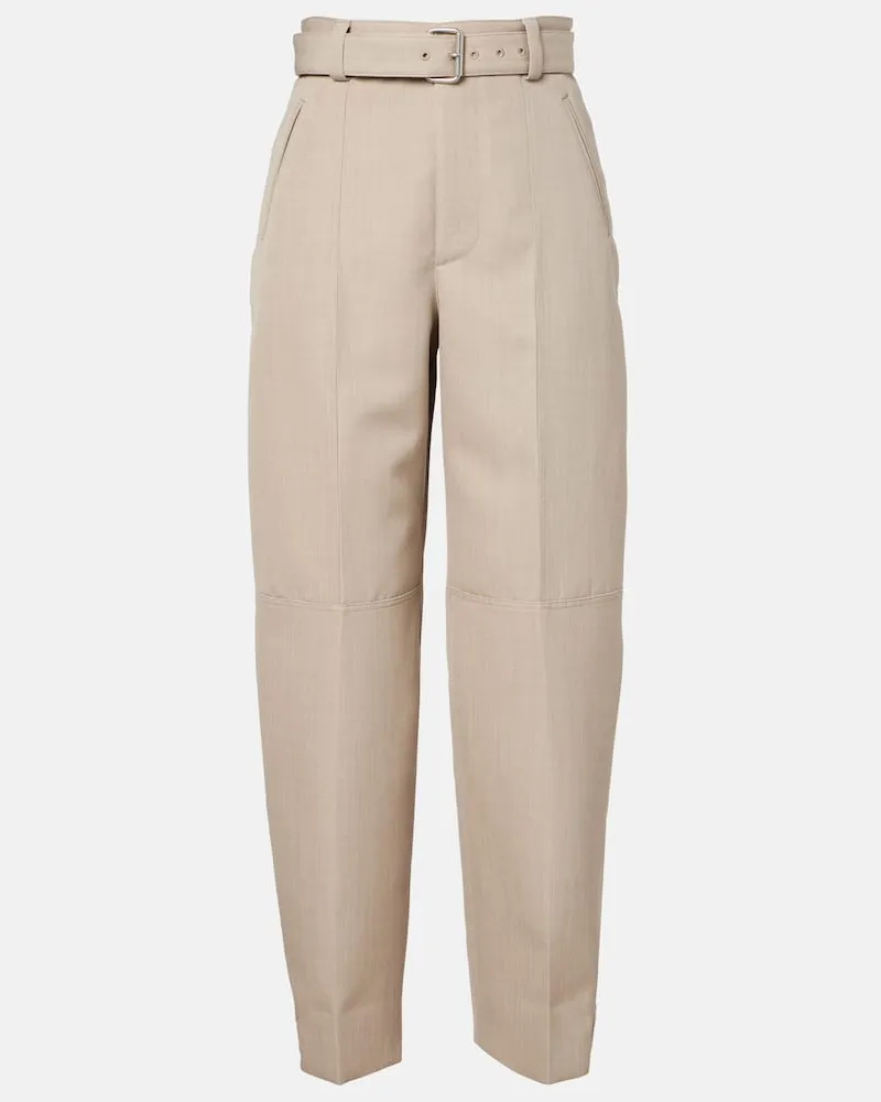 Bottega Veneta High-Rise-Hose aus Wolle Beige