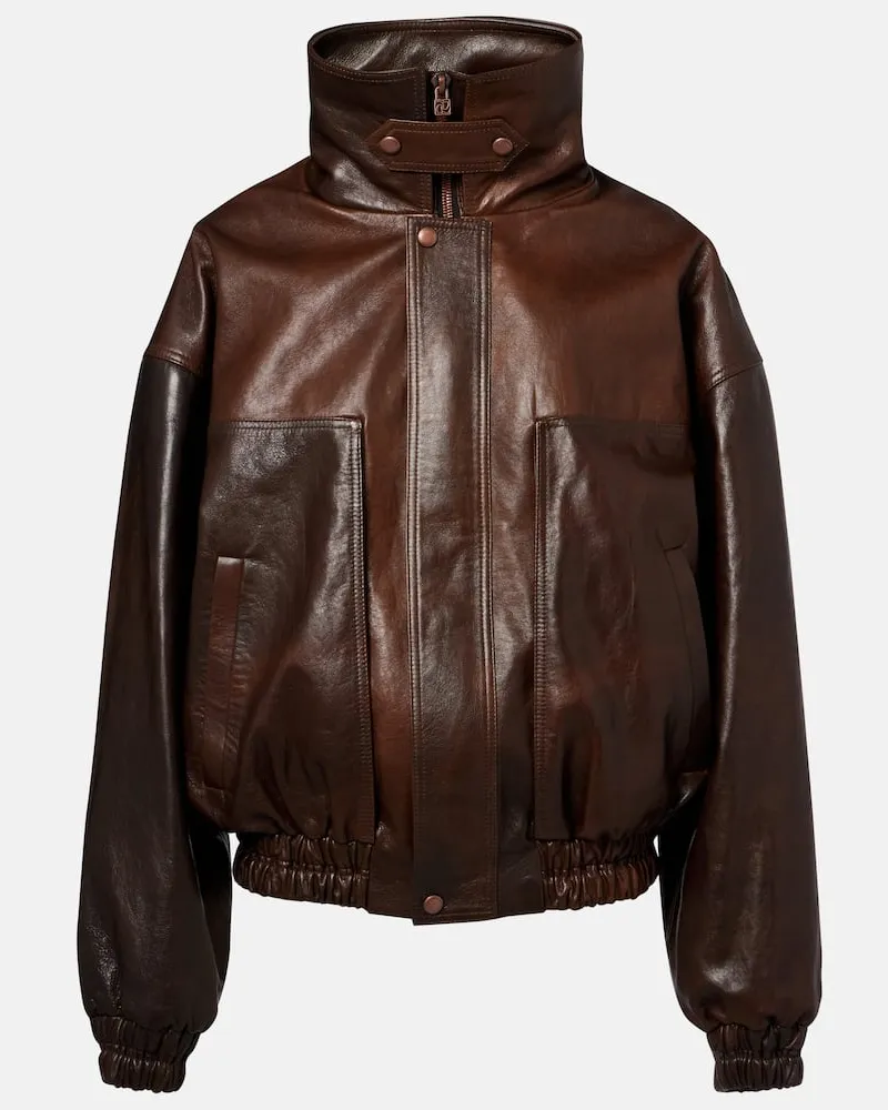 Magda Butrym Oversize-Bomberjacke aus Leder Braun