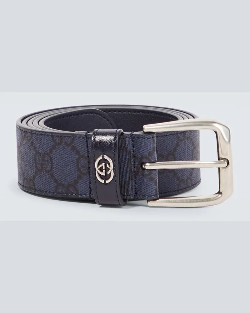 Gucci Gürtel GG aus Leder Blau