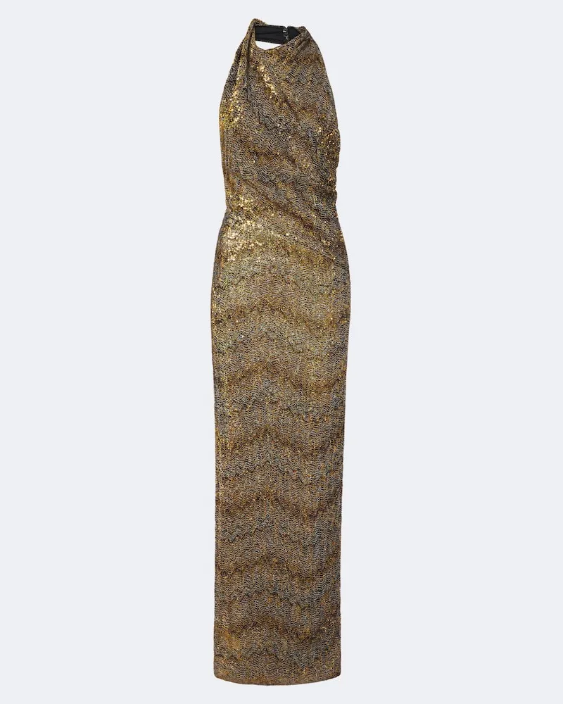Missoni Robe aus Lamé mit Pailletten Gold