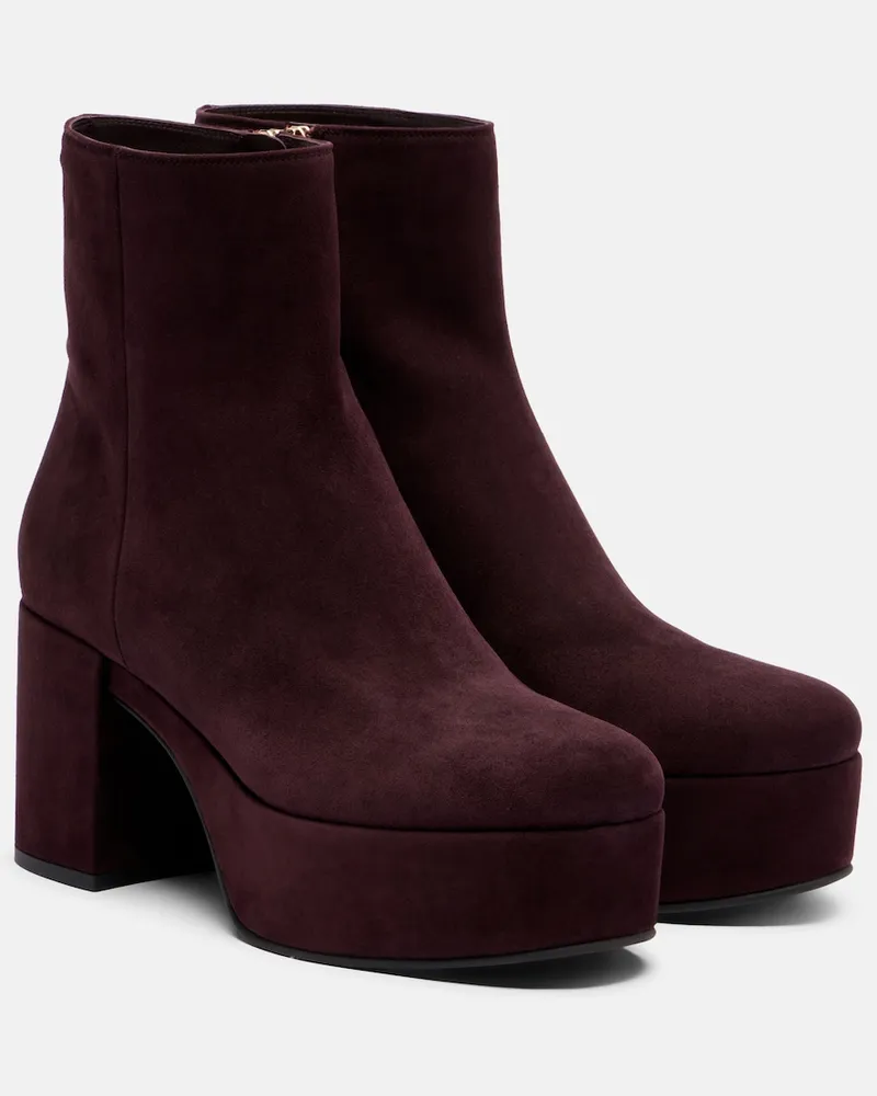 Gianvito Rossi Ankle Boots Sally aus Veloursleder Burgunderrot