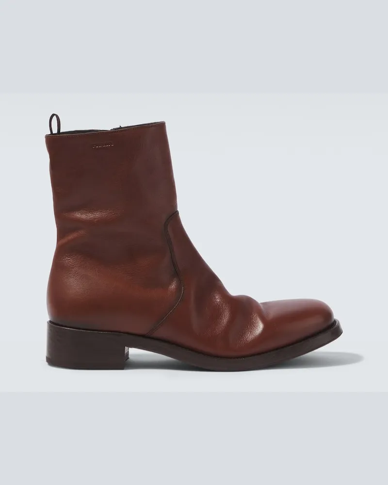 Prada Ankle Boots aus Leder Braun
