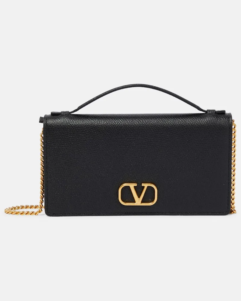 Valentino Garavani Portemonnaie mit Kettenriemen VLogo Signature aus Leder Schwarz