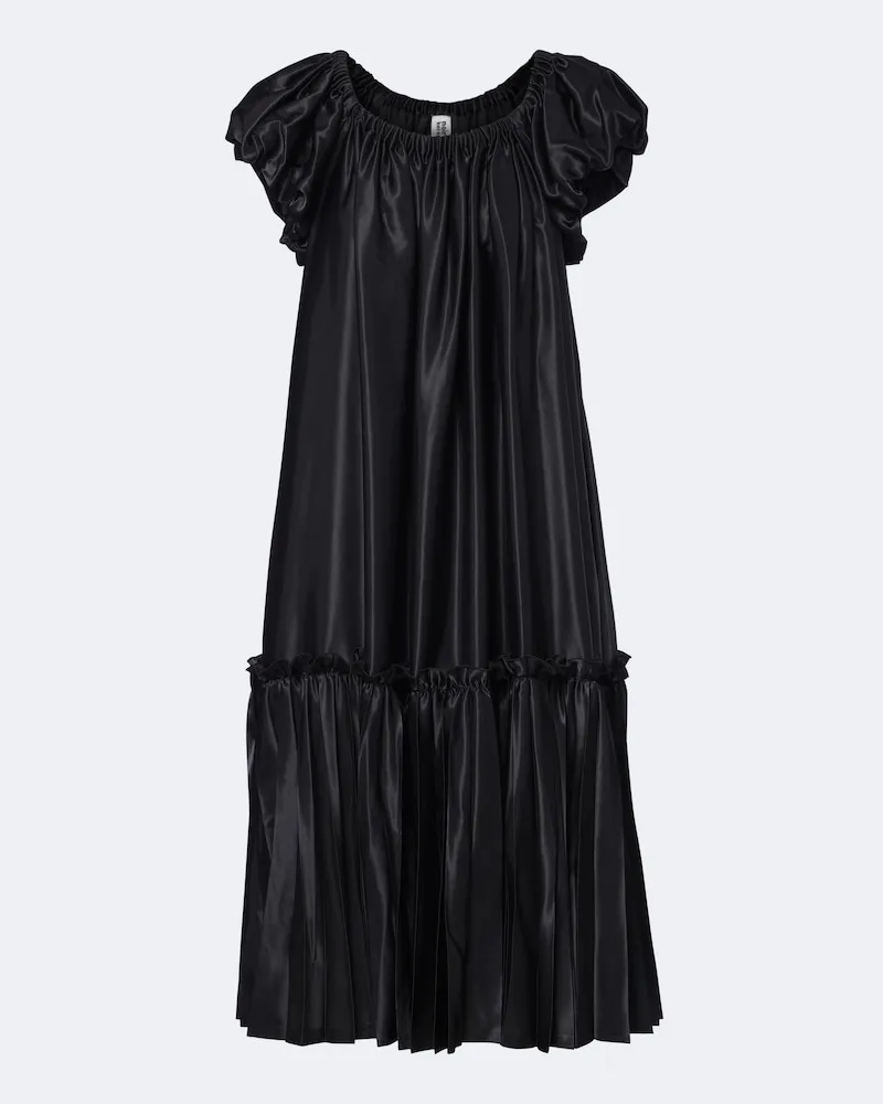 Noir Kei Ninomiya Gestuftes Midikleid aus Satin Schwarz