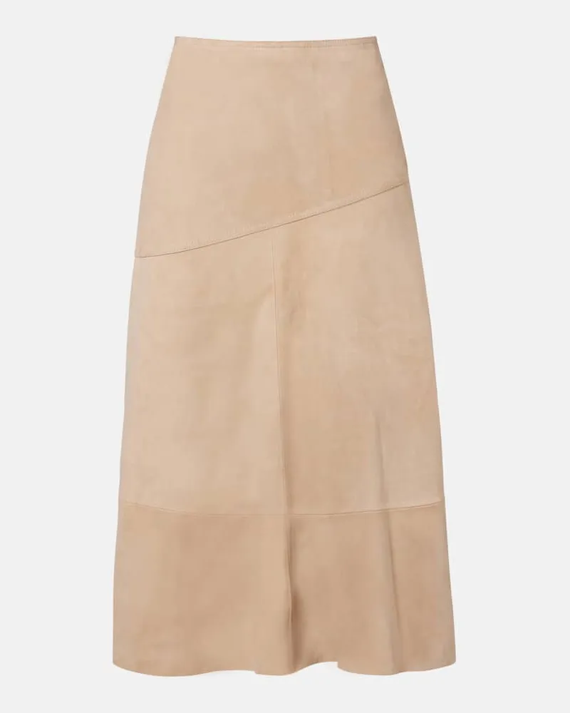 Yves Salomon Midirock aus Veloursleder Beige