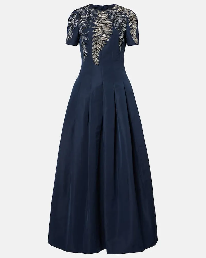 Oscar de la Renta Verzierte Robe aus Faille Blau