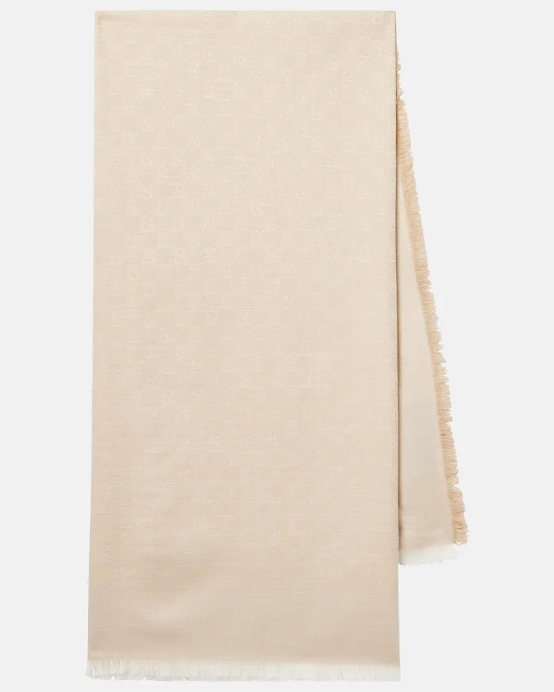 Gucci Schal GG aus Baumwolle, Wolle und Seide Nude