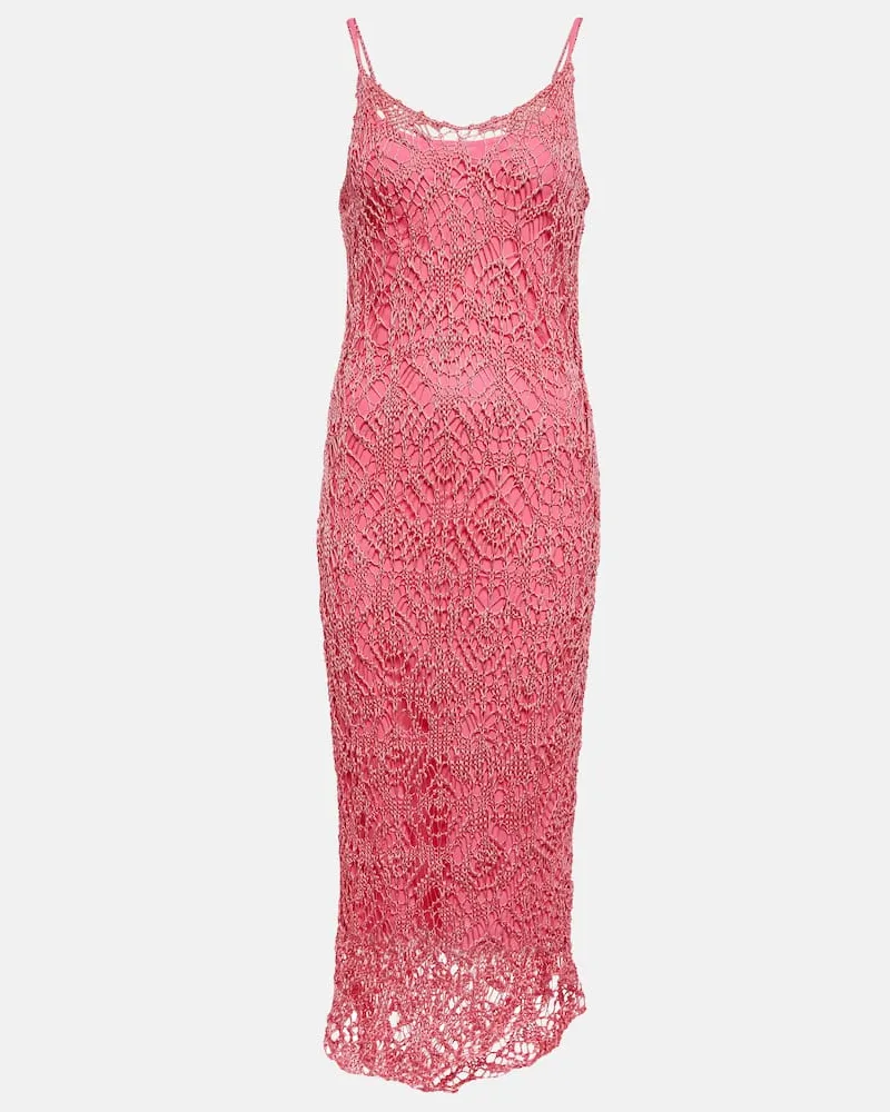 Tom Ford Midikleid aus Häkelstrick Pink