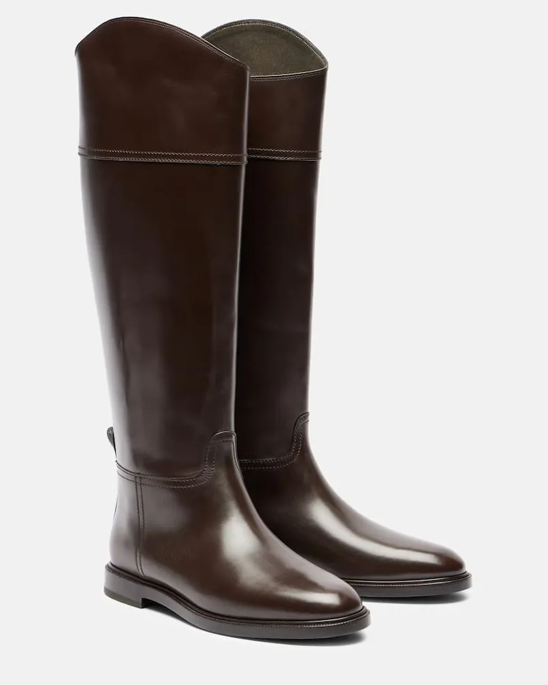 Brunello Cucinelli Stiefel Monili aus Leder Braun