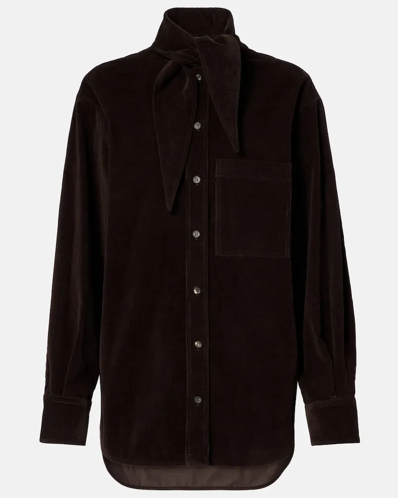 Ferragamo Hemd aus Baumwoll-Cord Braun