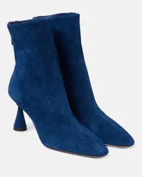 Aquazzura Ankle Boots Amore 75 aus Veloursleder Blau