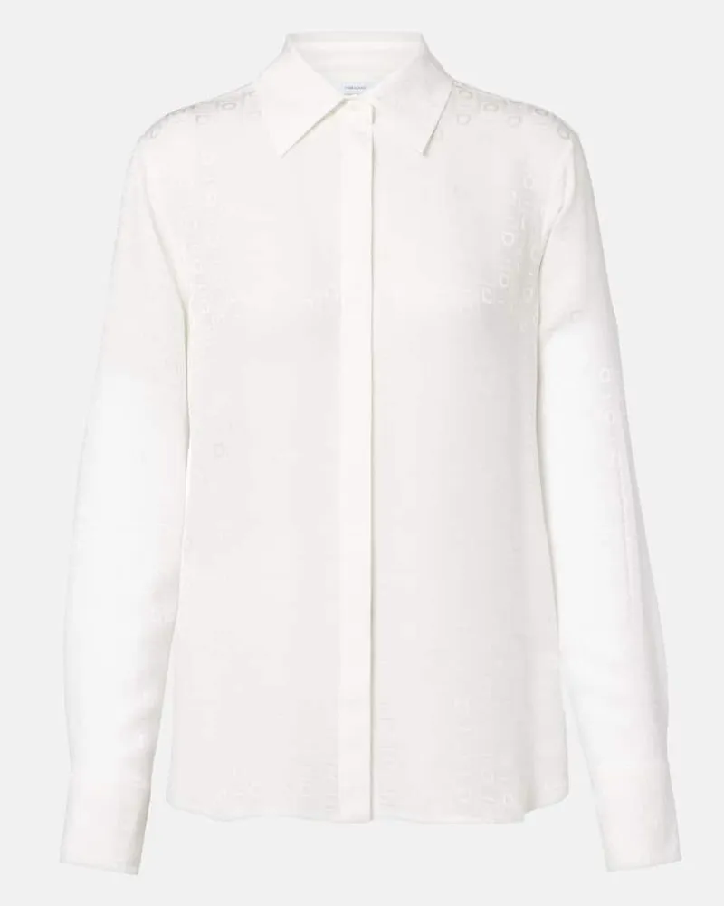 Ferragamo Hemd Gancini aus Seide Weiß