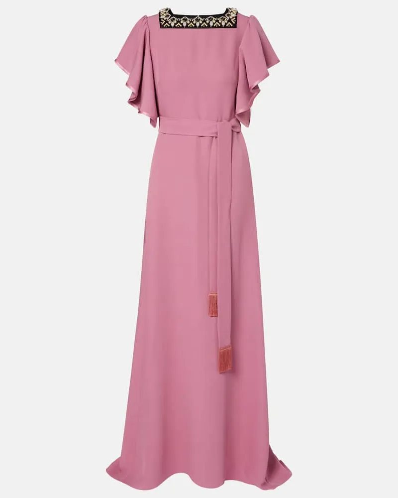 Valentino Garavani Verzierte Robe aus Cady Couture Rosa