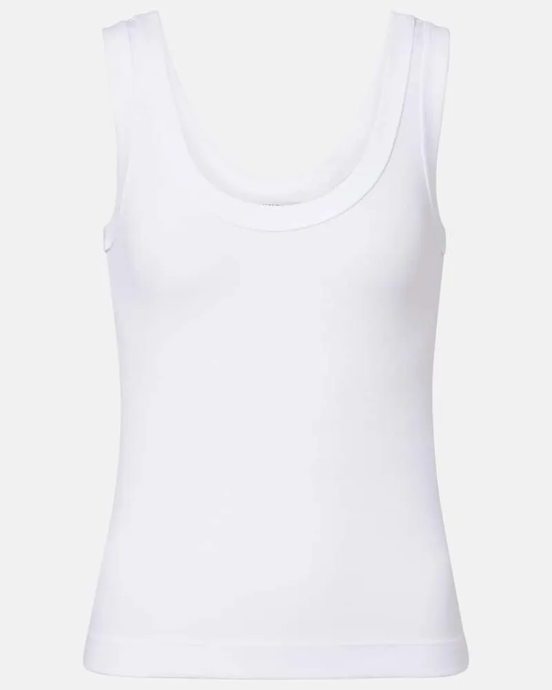 Brunello Cucinelli Top aus einem Baumwollgemisch Weiß