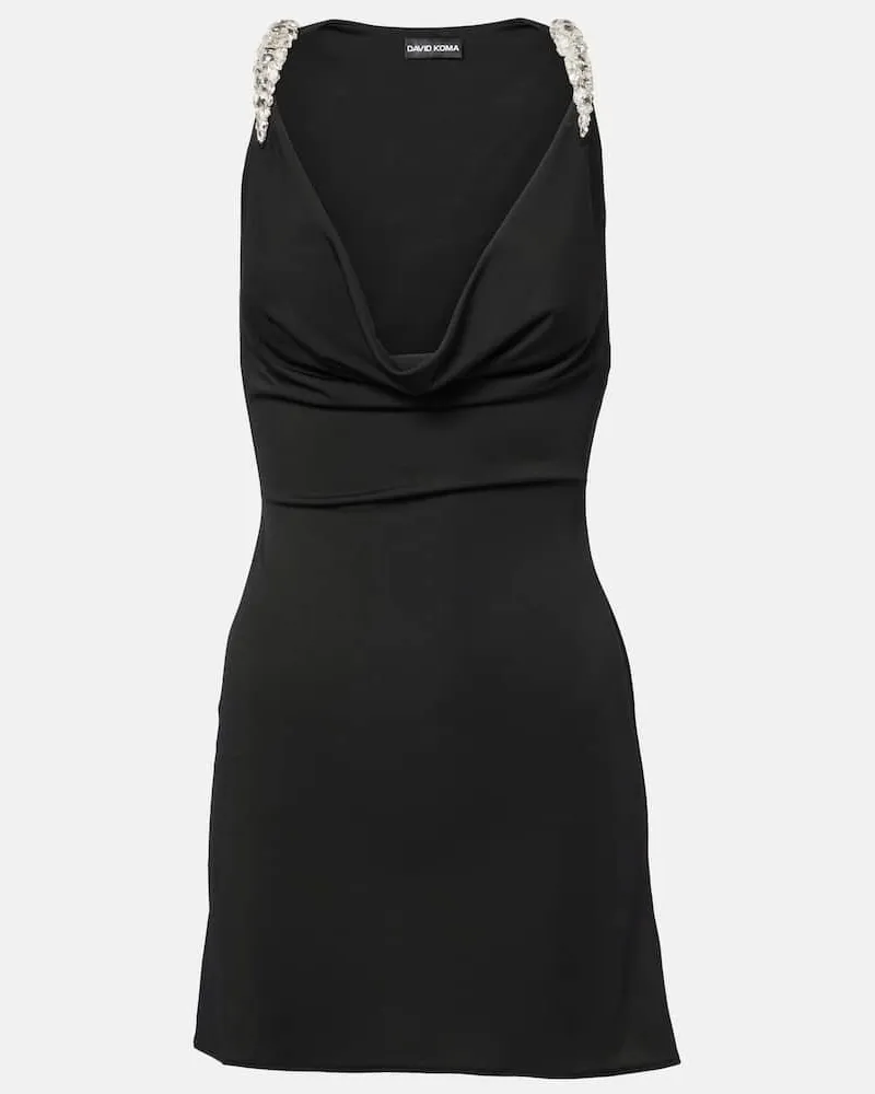 David Koma Minikleid mit Kristallen Schwarz