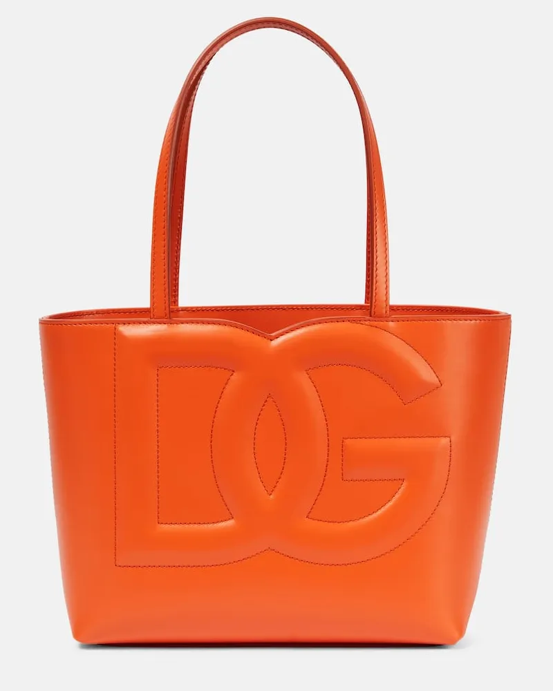 Dolce & Gabbana Tote DG Medium aus Leder Orange