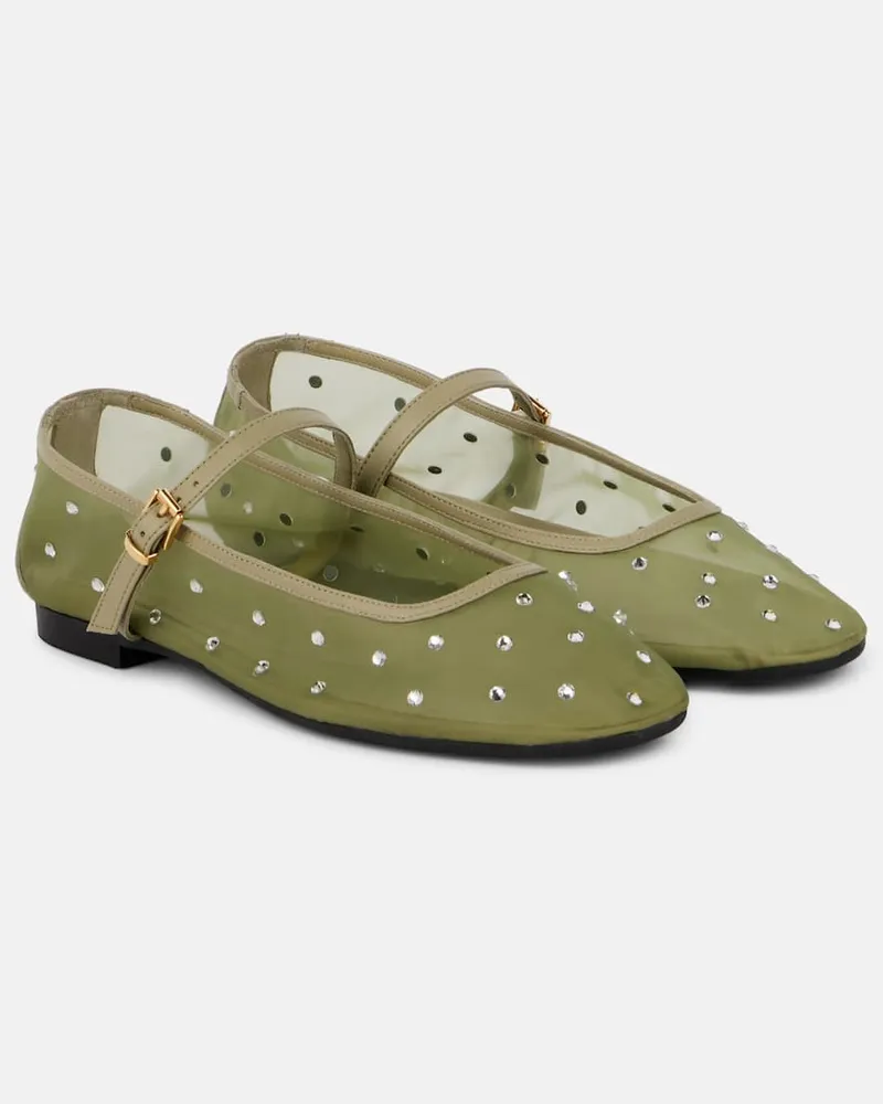 SOULIERS MARTINEZ Mary-Jane-Ballerinas Mylena mit Kristallen Grün