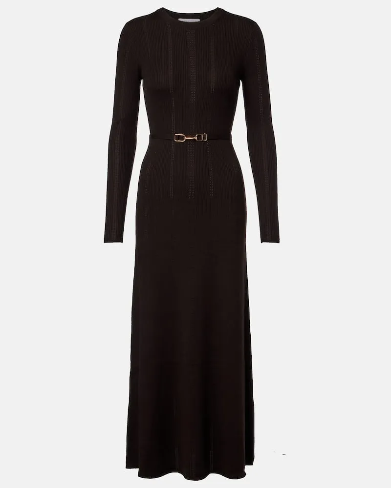 Gabriela Hearst Midikleid Imagene aus Rippstrick Schwarz