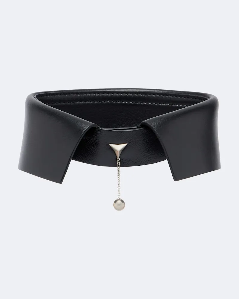 Fendi Verzierter Kragen aus Leder Schwarz