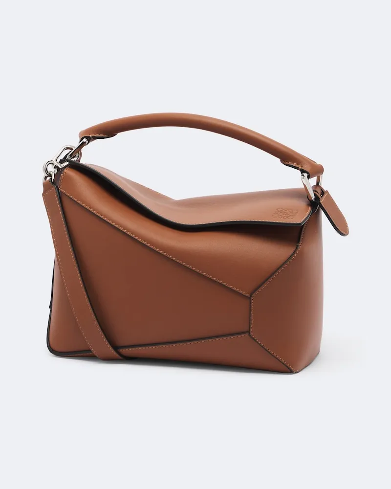 Loewe Henkeltasche Puzzle Edge Small aus Leder Braun
