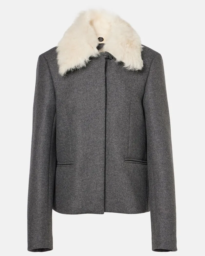 Totême Jacke aus einem Wollgemisch mit Shearling Grau