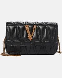 Versace Schultertasche Virtus Small aus Leder Schwarz