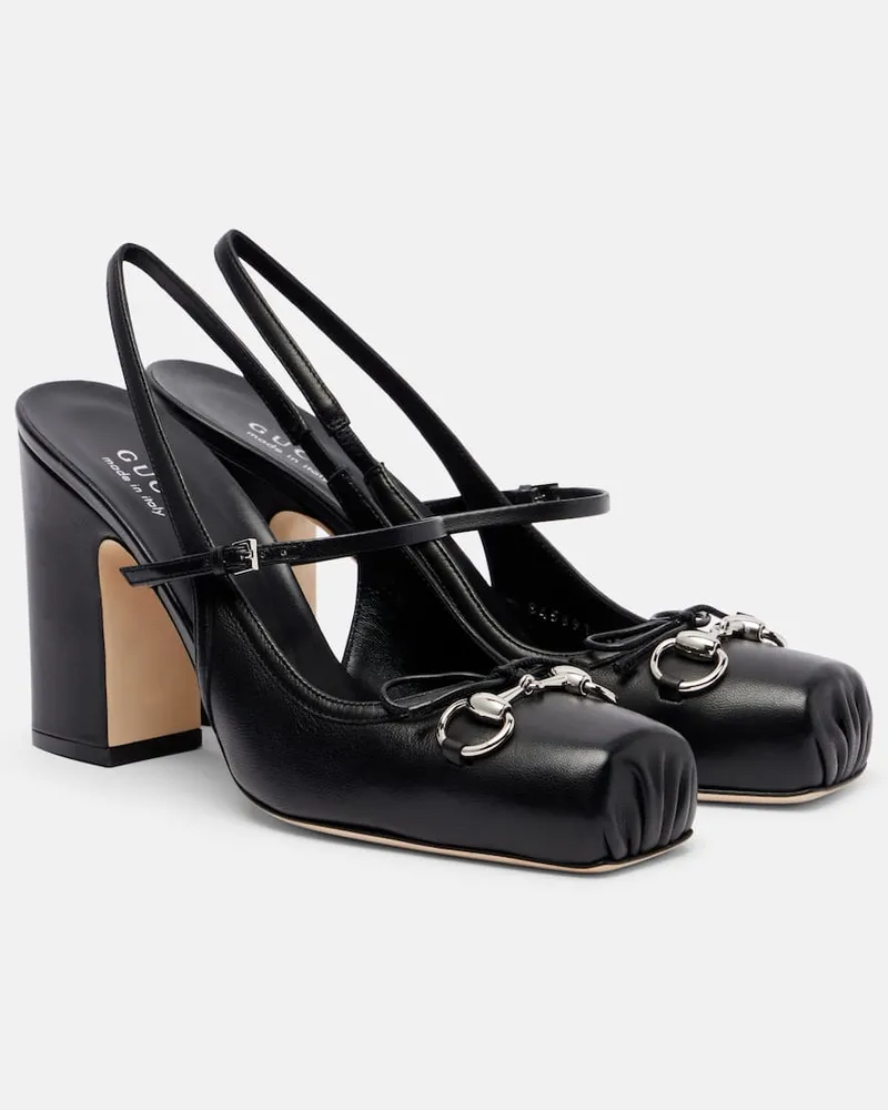 Gucci Slingback-Pumps Horsebit 90 aus Leder Schwarz