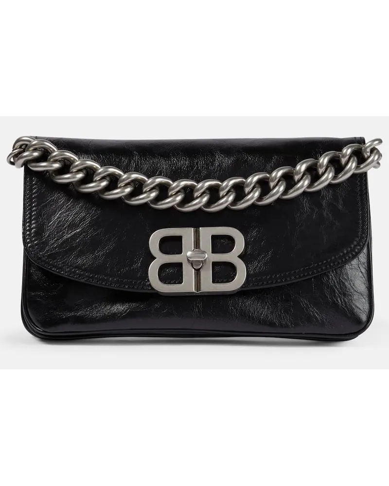 Balenciaga Schultertasche BB Soft Small Flap aus Leder Schwarz