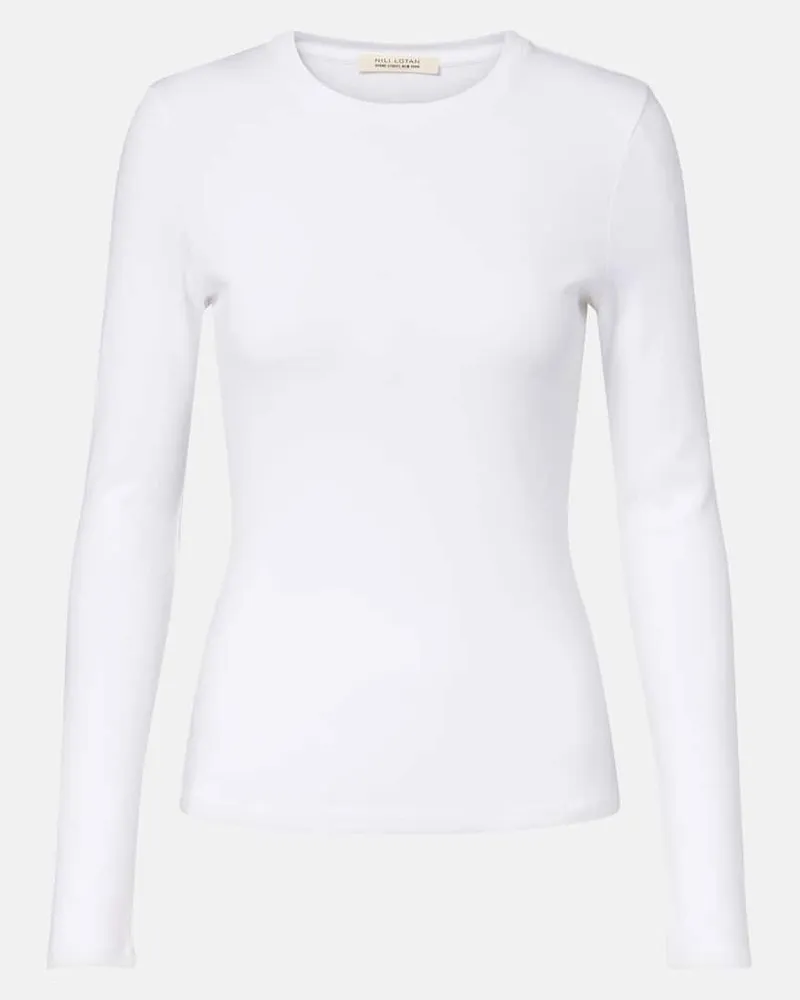 Nili Lotan Longsleeve Emilie aus Baumwoll-Jersey Weiß