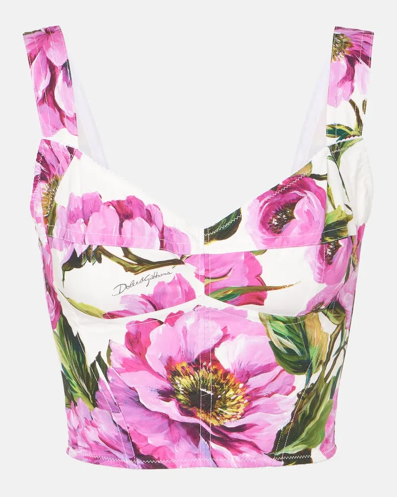 Dolce & Gabbana Bustier-Top aus einem Baumwollgemisch Weiß