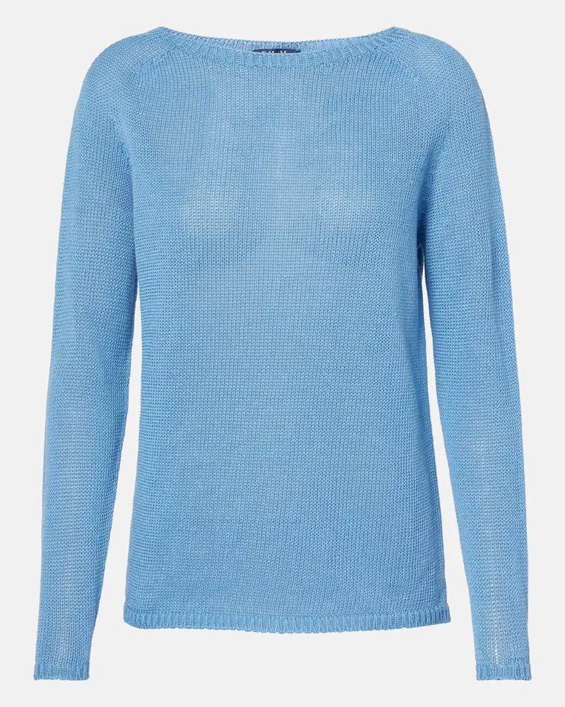 Max Mara Pullover Giolino aus Leinen Blau