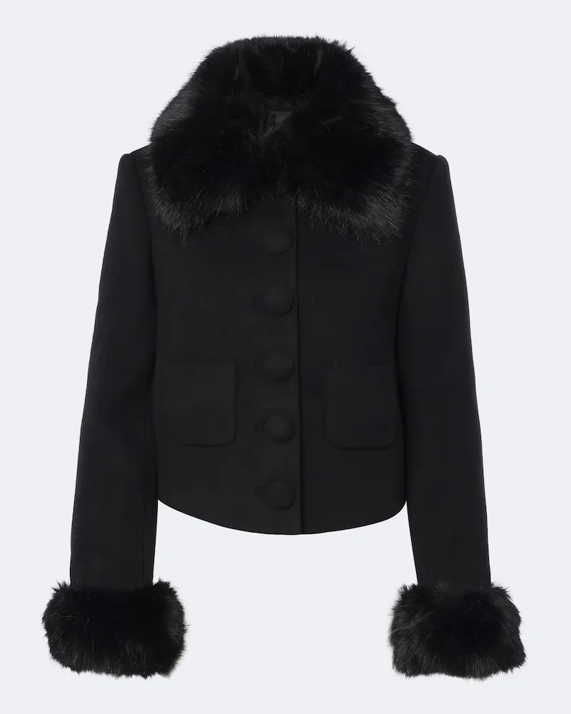 Self-Portrait Jacke aus einem Wollgemisch Schwarz