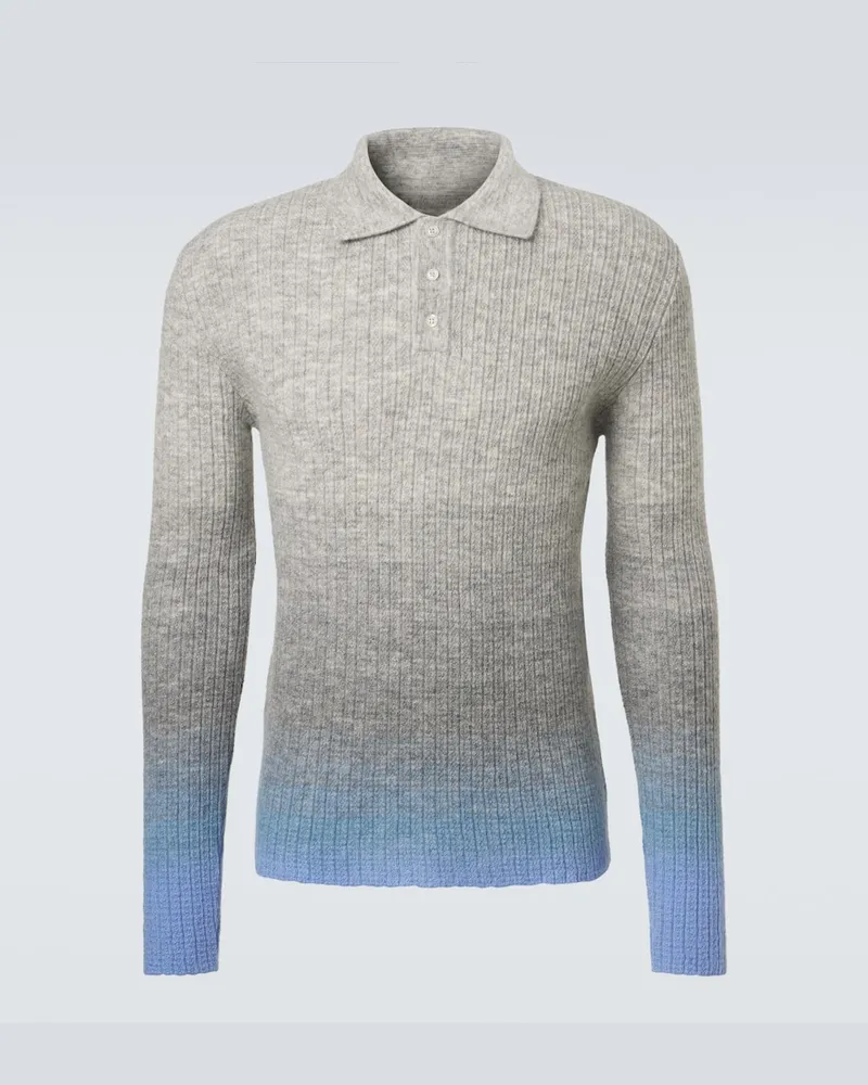 ERL Polopullover aus Rippstrick Grau