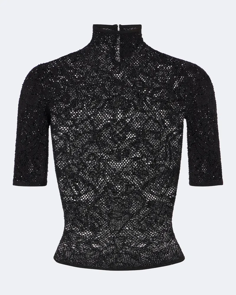 Gucci Top aus einem Seidengemisch mit Spitze Schwarz