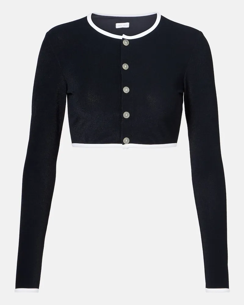 JADE SWIM Cropped-Cardigan aus Frottee Schwarz