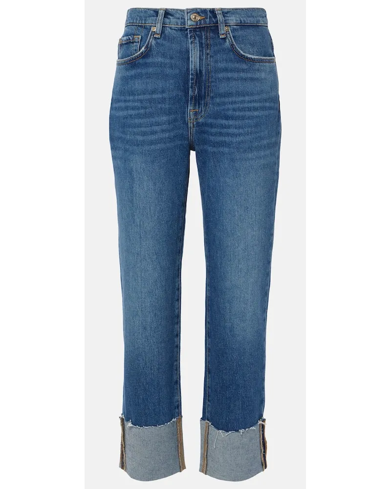 7 for all mankind High-Rise Cropped Jeans Logan Blau