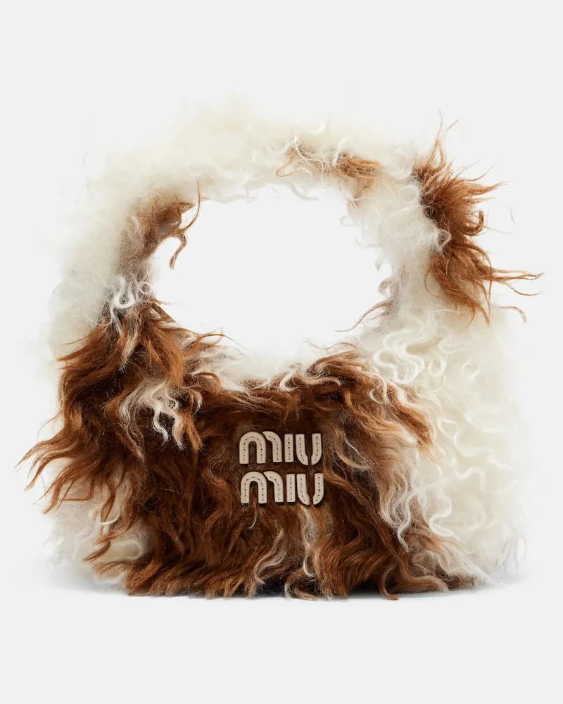 Miu Miu Tote Bag Wander aus Shearling Weiß
