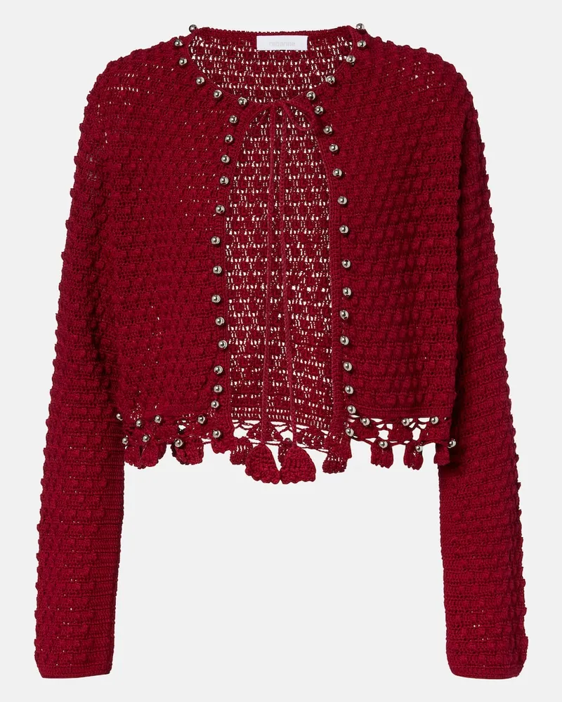 Paco Rabanne Cardigan aus Häkelstrick Rot