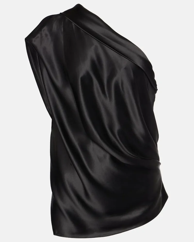 The Sei One-Shoulder-Top aus Seide Schwarz